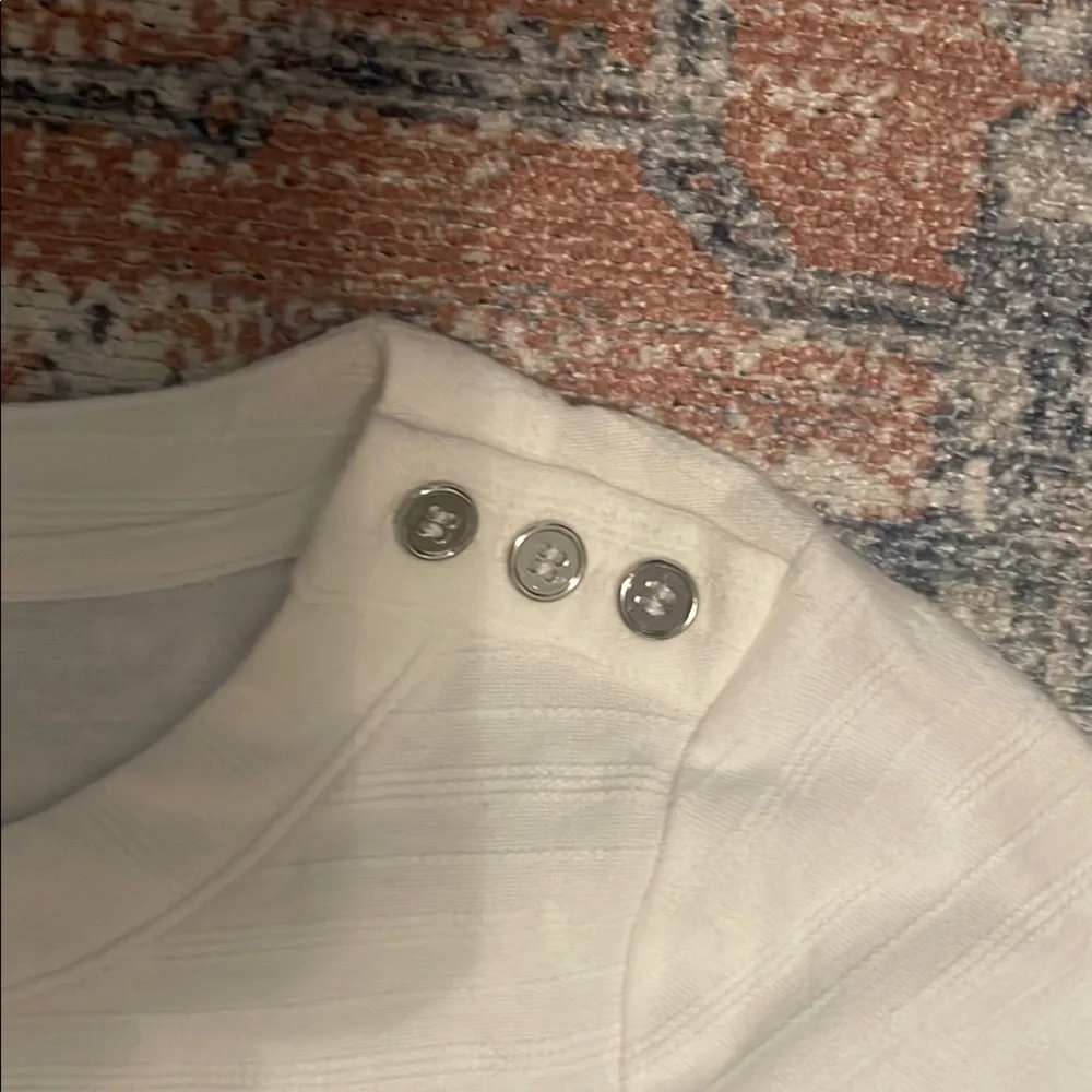 NWT: Talbots White Ribbed Fitted Short Sleeve Tee (size S) - Picture 3 of 7